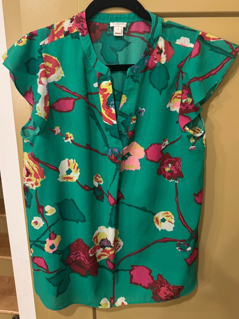 J. Crew Teal Floral Blouse
